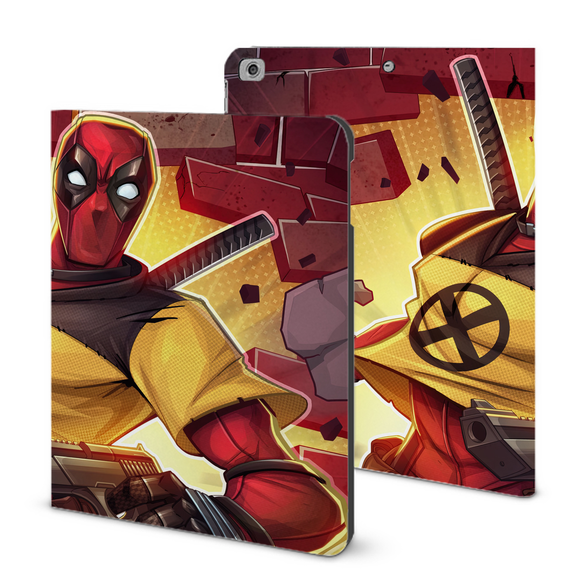 （画像用） Deadpool デッドプール IPad ケース ブック型 PUレザー TPU 耐衝撃 軽量 薄型 ペン収納なし 全面保護 IPad 各モデル対応